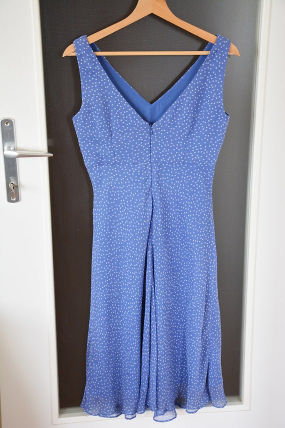 Genuine Silk blue polka dot dress, S M size, Adri… - image 8