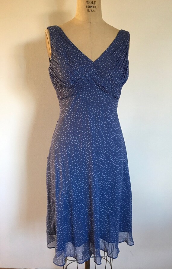 Genuine Silk blue polka dot dress, S M size, Adri… - image 2