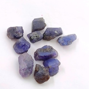 Natural Blue Tanzanite Rough Gemstone Lot - Tanzania Origin (10 Pcs