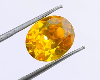 天然インペリアルイエロージルコン 8 x 6 mm 2個 オーバルルース