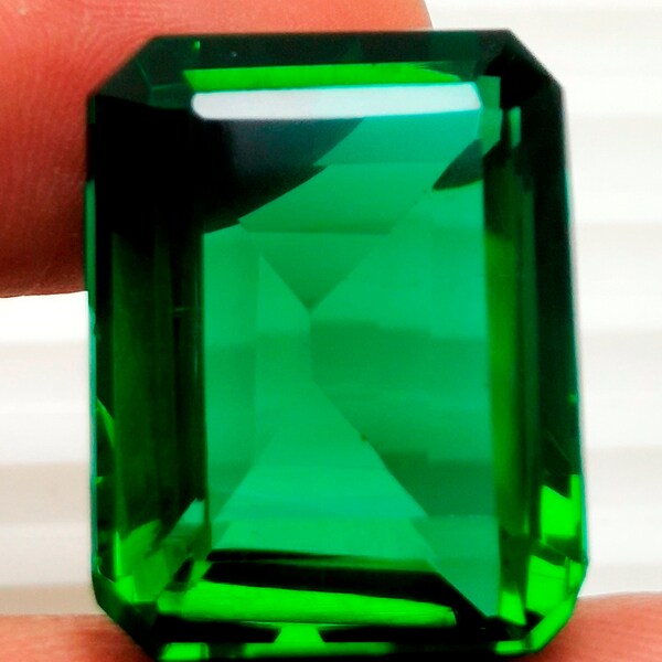 Amzing Lab-Created Emerald Green Color Emerald Cut Loose Gemstone