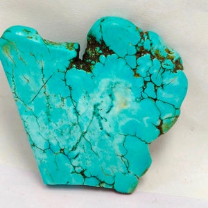 Natural Uncut Turquoise Blue Polished Slab Rough Loose Gemstone Genuine Blue Turquoise Slab Rough Gemstone J44