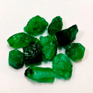 Natural Green Emerald Zambian Rough Loose Gemstone Lot Genuine Zambian Green Emerald Rough Gemstone Lot