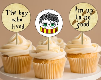 Wizard Cupcake Toppers: Magical Birthday Party Decor (Digital Download)