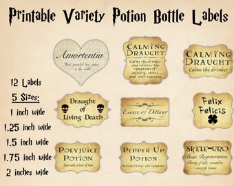 Magic Potion Bottle Labels: Variety Styles, 5 Sizes (Digital Download)
