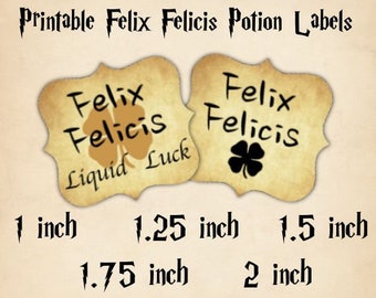 Felix Felicis Potion Labels: Distressed Magic Bottle Labels (Digital Download)