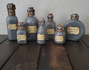 Unicorn Blood Magic Potion Bottle, Wizard Apothecary Decor