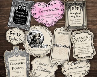Wizard Potion Labels: Printable Magic Bottle Labels (Digital Download)