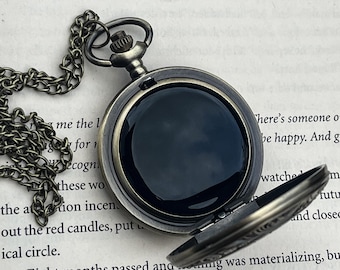 Made to Order Moon and Stars Black Mirror Brass Locket Scrying Witchcraft Pocketwatch Vintage Antique Witchcraft Retro