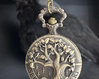 Black Mirror Portal Brass Locket Scrying Witchcraft Pocketwatch Vintage Antique Witchcraft Retro End Of The World