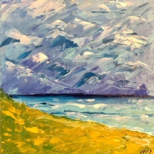 Original Acrylic Painting, Not a Print or Copy,8 x 8&#39;&#39;, Abstract Art, Sentiment, Landscapes, Impasto, Bright Colors, Modern Artwork, Present