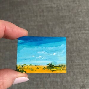Original Small Acrylic painting, Dolls House Art, Easel, Landscape  #19, Unique gifts, Mini  art Miniature, 1.5 x 2&#39;&#39;, Not a Print or a Copy