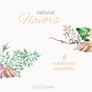 Watercolor Bouquets, Purple Cream Roses Wedding Invitation Flowers Floral Frames Greeting Card Clipart Planner Stickers Flowers Invitation image 4