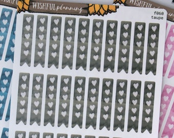 Watercolor Planner Stickers Heart Medium Check Flag Functional Sticker 5 mm Bujo Wishful Planning f054-M