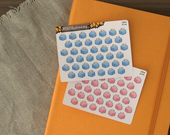 Watercolor Planner Stickers Heart Medium Check Flag Functional Sticker 5 mm Bujo Wishful Planning f054-M