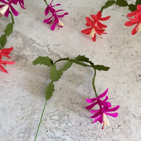 Crepe Paper Christmas Cactus Single Bloom Wedding Flowers Etsy