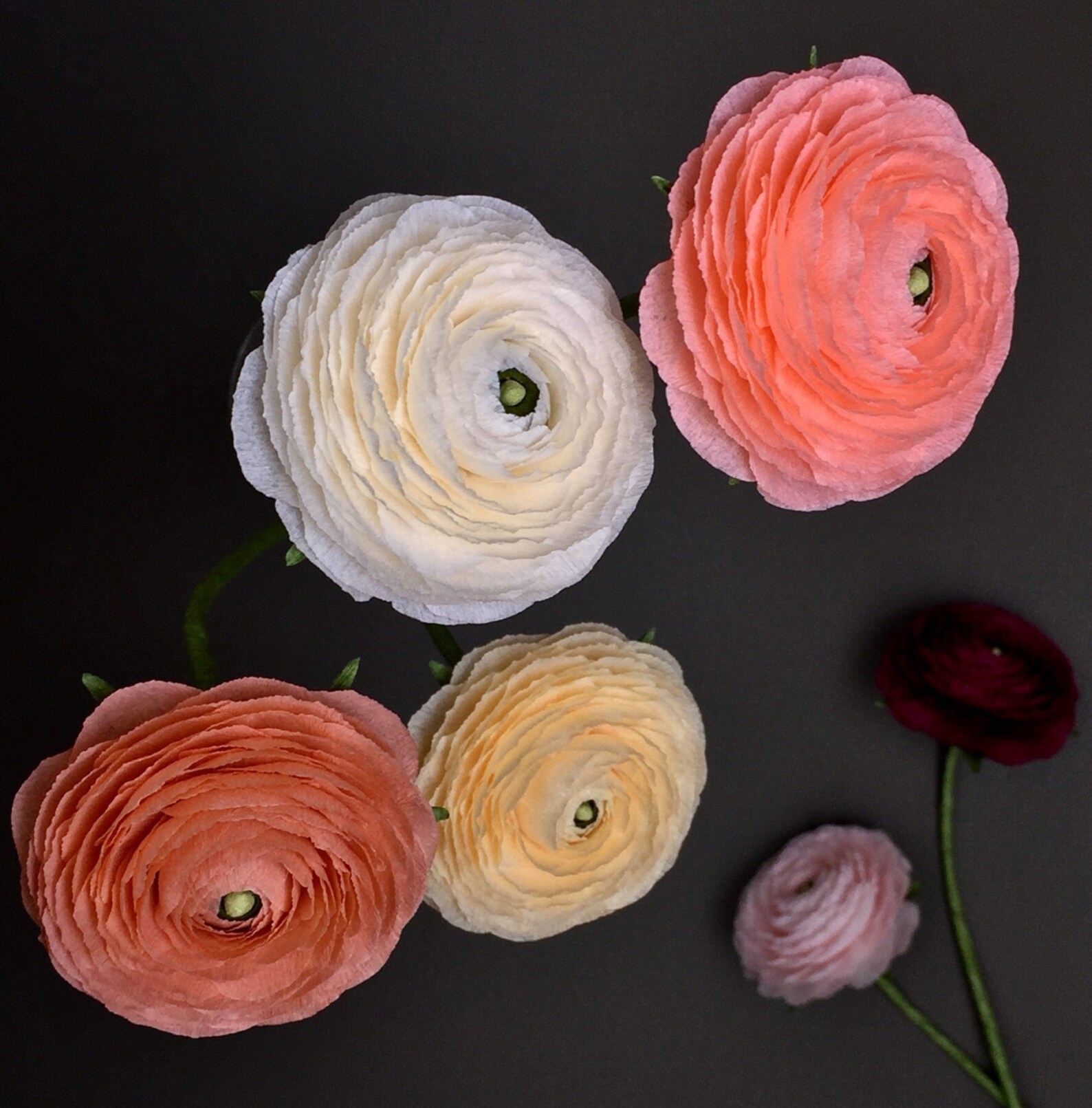Crepe Paper Ranunculus Single Stem Wedding Flowers Home Etsy