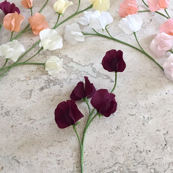 Crepe Paper Sweet Peas Single Stem Wedding Flowers Home Etsy