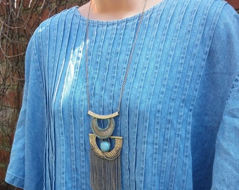 vintage denim dress with pin-tuck bodice