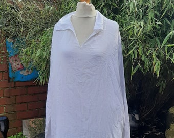 fine white indian over sized shirt blouse tunic unisex hippie pirate