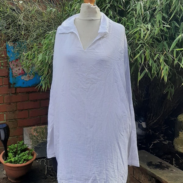 fine white indian over sized shirt blouse tunic unisex hippie pirate