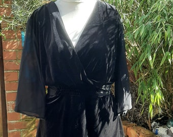 plus size gothic black velvet top with semi sheer sleeves