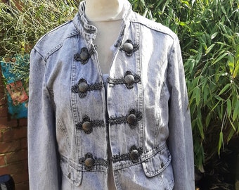 unusual military style denim jacket bandsman coat