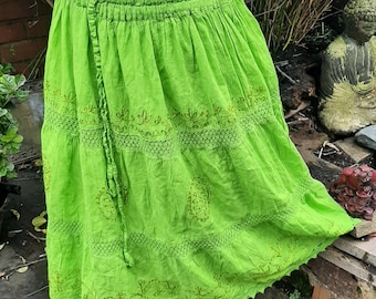 funky flirty lime green fairy core skirt gypsy style hippie skirt