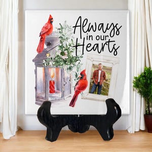Cardinal Photo Memorial Tile: Always In Our Hearts Sympathy Gift, Cardinal Grievance Funeral Gift, Thinking of You Sympathy