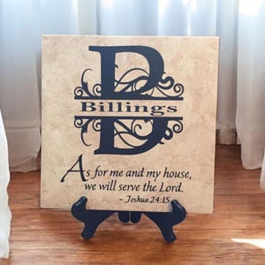 Personalized Scripture Tile, As for me and my house Sign, Religious Home Decor,  Housewarming Gift, Pastor Gift, Birthday Gift Friend