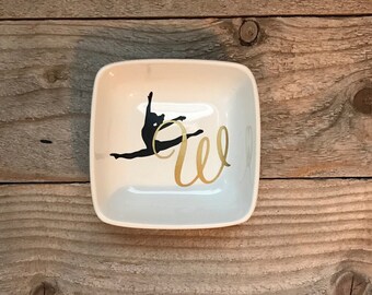 Monogrammed Jewelry Dish, Ring Dish, Personalized Ring Dish, Gift for Dancer, Dance Teacher Gifts, Ballet Dancer Gift, Dance Recital Gift,