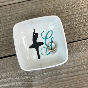 Ballet Dancer, Birthday Gifts, Dancer Gift, Jewelry Holder, Dance recital, Monogrammed Jewelry Dish, Gifts for Her, Personalized Ring Dish