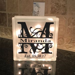 Personalized Night Light, Monogrammed Light Box, Frosted Glass Box, Wedding Gift, Gift for Her, Light Box Sign, Monogrammed Gift image 9