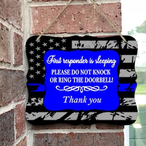 Sleeping First Responder, Night Shift Worker Sign, Sleeping Do Not Ring Bell,  Door Sign for Officer, Sleeping Cop, First Responder Sign