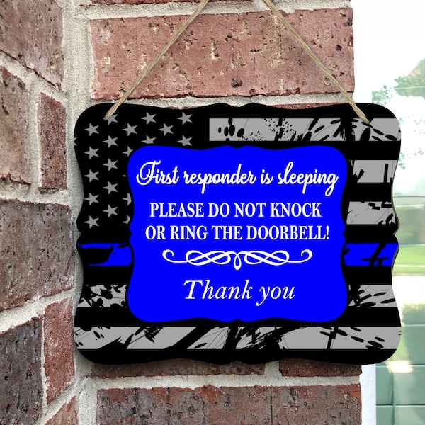 Sleeping First Responder, Night Shift Worker Sign, Sleeping Do Not Ring Bell,  Door Sign for Officer, Sleeping Cop, First Responder Sign