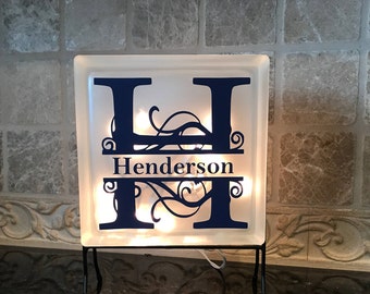 Personalized Night Light, Monogrammed Light Box, Frosted Glass Box, Wedding Gift, Gift for Her, Light Box Sign, Monogrammed Gift