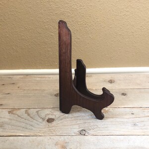 Small Custom Made Vintage Style Walnut Wood Plate Picture Stand