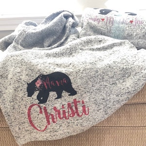 Personalized Mama Bear Sunny Meadow | Blanket | Up To 6 Child's Name | – Look In The Box LLC