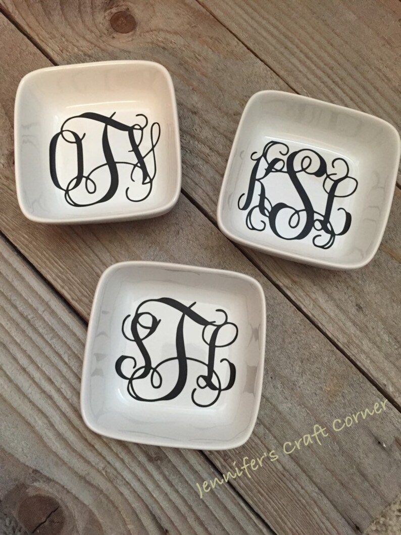 Monogrammed Jewelry Dish, Jewelry Dish, Wedding Gifts Personalized, Gifts for Bridesmaids, Rehearsal Dinner, Wedding Party Gifts, Wedding immagine 8