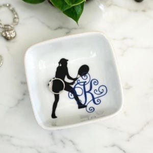 Monogrammed Tennis Jewelry Dish, Personalized Tennis Trinket Dish, Tennis Birthday Gifts Her, Team Gift, Gift for Wife, Gift for Daughter