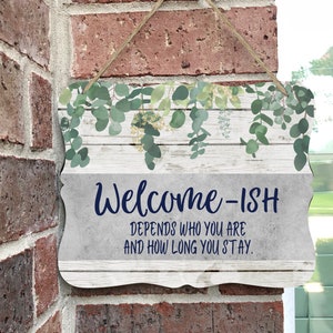 Welcomeish Front Door Sign, Front Door Hanger, Welcome Door Sign, Door Wreath, Housewarming Gift, Farmhouse Home Decor, Welcome Home Sign