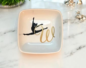 Monogrammed Jewelry Dish, Ring Dish, Personalized Ring Dish, Gift for Dancer, Dance Coach Gifts, Ballet Dancer Gift, Dance Recital Gift