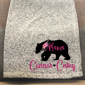 Mama Bear Throw, Personalized Blanket, Gift for Mom, Gift for Mama, New Mom Gift, Mother's Birthday Gift, Mother's Day Gift, Mama Bear image 2