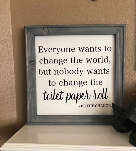 Bathroom Sign Framed Canvas Wall Guest Be The Change Decor Art Positive E Hangings