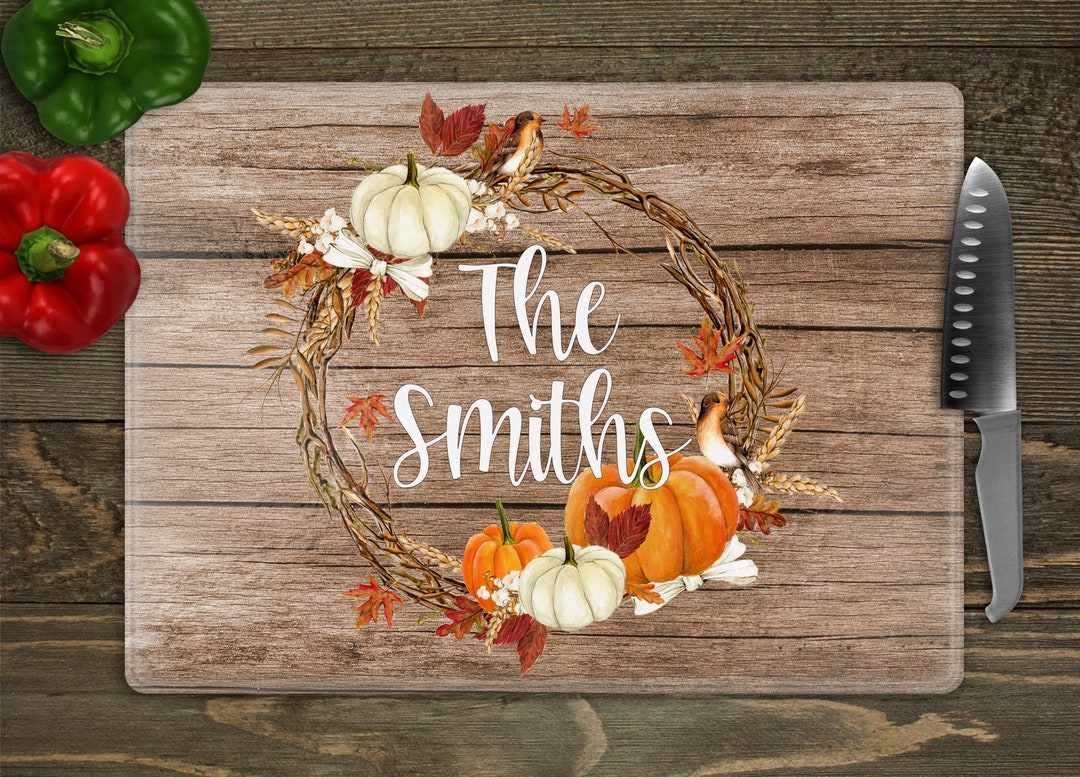 Custom Fall Glass Cutting Board Fall Kitchen Sign Etsy