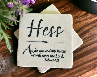 Last Name Scripture Coasters, Name Decor, End Table Coasters, Birthday Gift Friend, Religious Gifts, Mom Gift Ideas, Christmas Gift Family