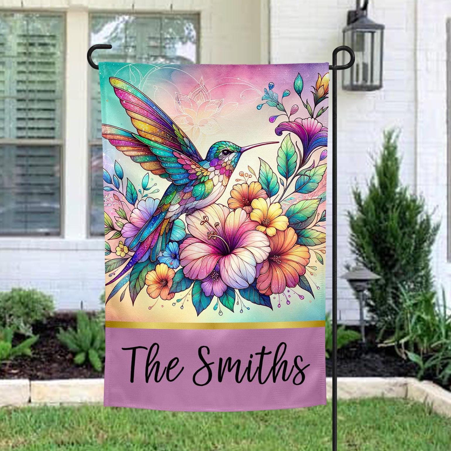 Personalized Hummingbird Garden Flag, Spring Floral New Outdoor Home ...
