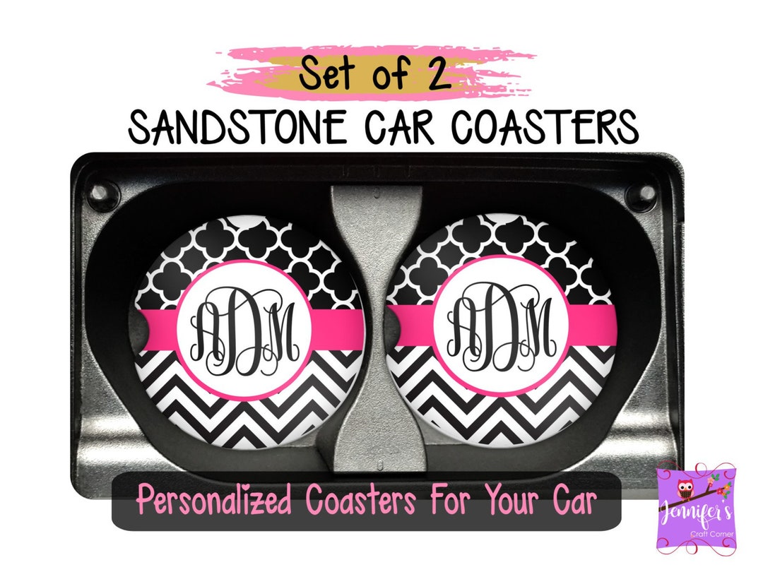 Monogrammed Car Coaster Personalized Auto Coaster Custom Cup Etsy