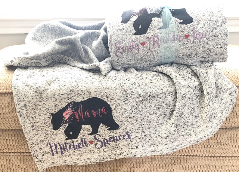 Mama Bear Throw, Personalized Blanket, Gift for Mom, Gift for Mama, New Mom Gift, Mother's Birthday Gift, Mother's Day Gift, Mama Bear image 5