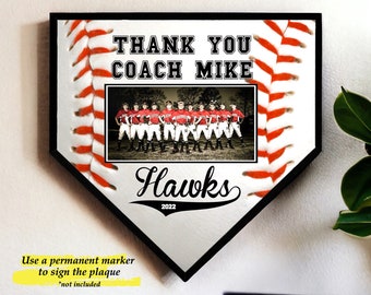 Custom Baseball Home Plate Plaque, Thank You Coach Sign, Personalized Home Plate, Team Gift, Gift for Baseball Coach, Gift from Team